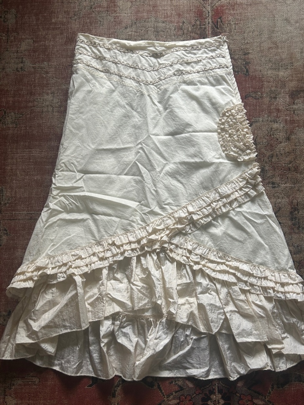 Vintage Y2K Cream Floral Motif Skirt